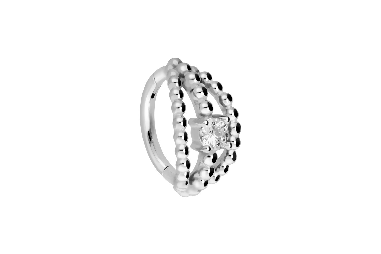 Chirurgenstahl Segmentring Clicker Piercing 3 KUGELREIHEN + KRISTALL